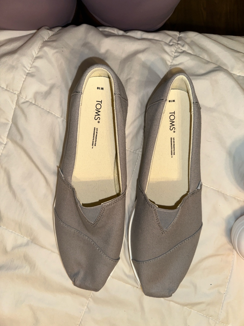 Toms Slip-On Canvas Flats in Taupe